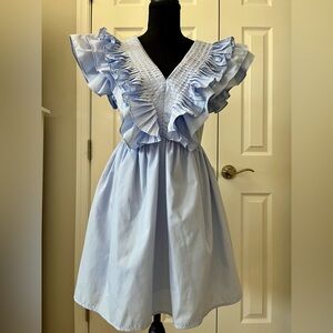 Entro Light Blue Ruffled Dress Sz S EUC